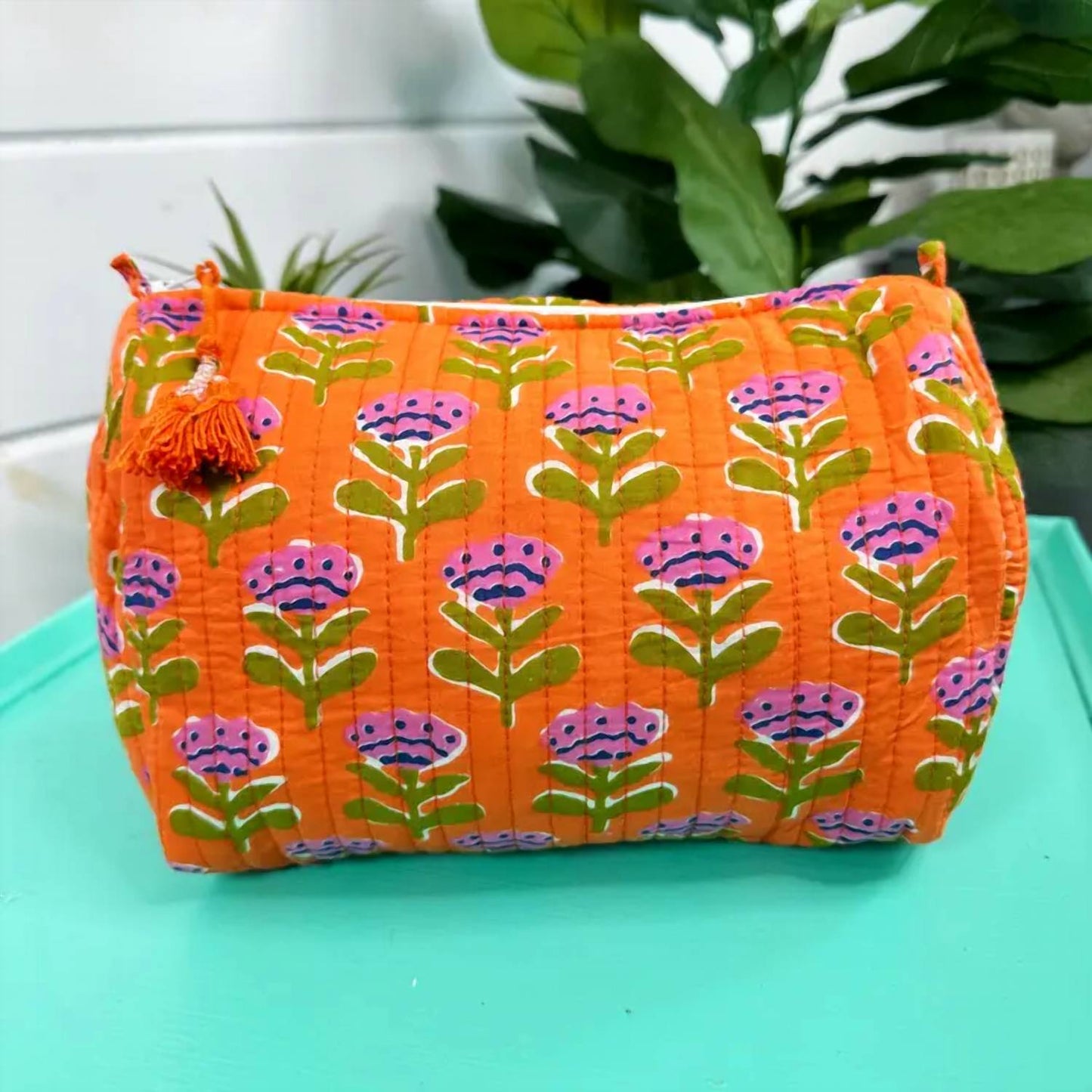 Women's Quilted Makeup Cosmetics Toiletry Bag