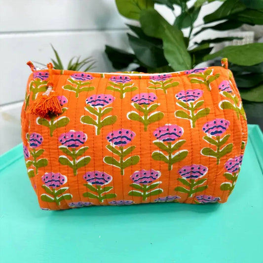 Women's Quilted Makeup Cosmetics Toiletry Bag