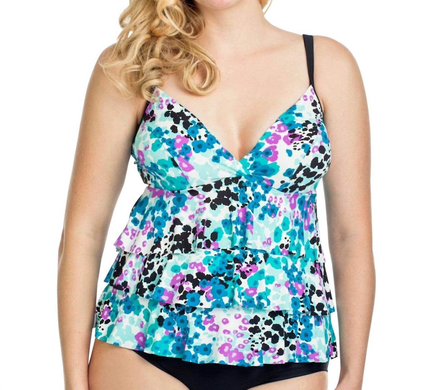 It Figures - Sunny Delight Triple Tier Tankini Top - Rack Hunt