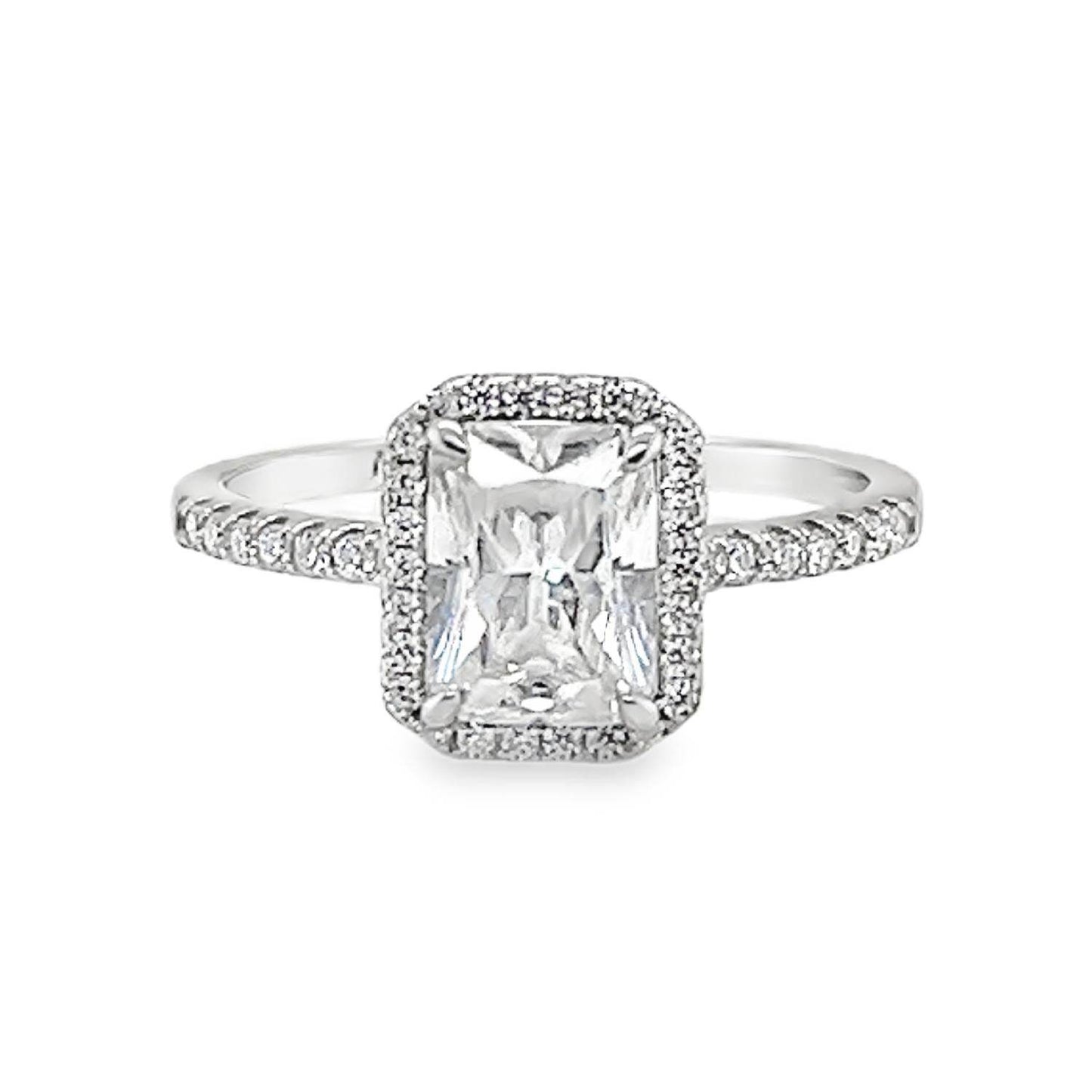 Allyanna Gifts - Women's Emerald Cut Moissanite With Halo Ring - Rack Hunt