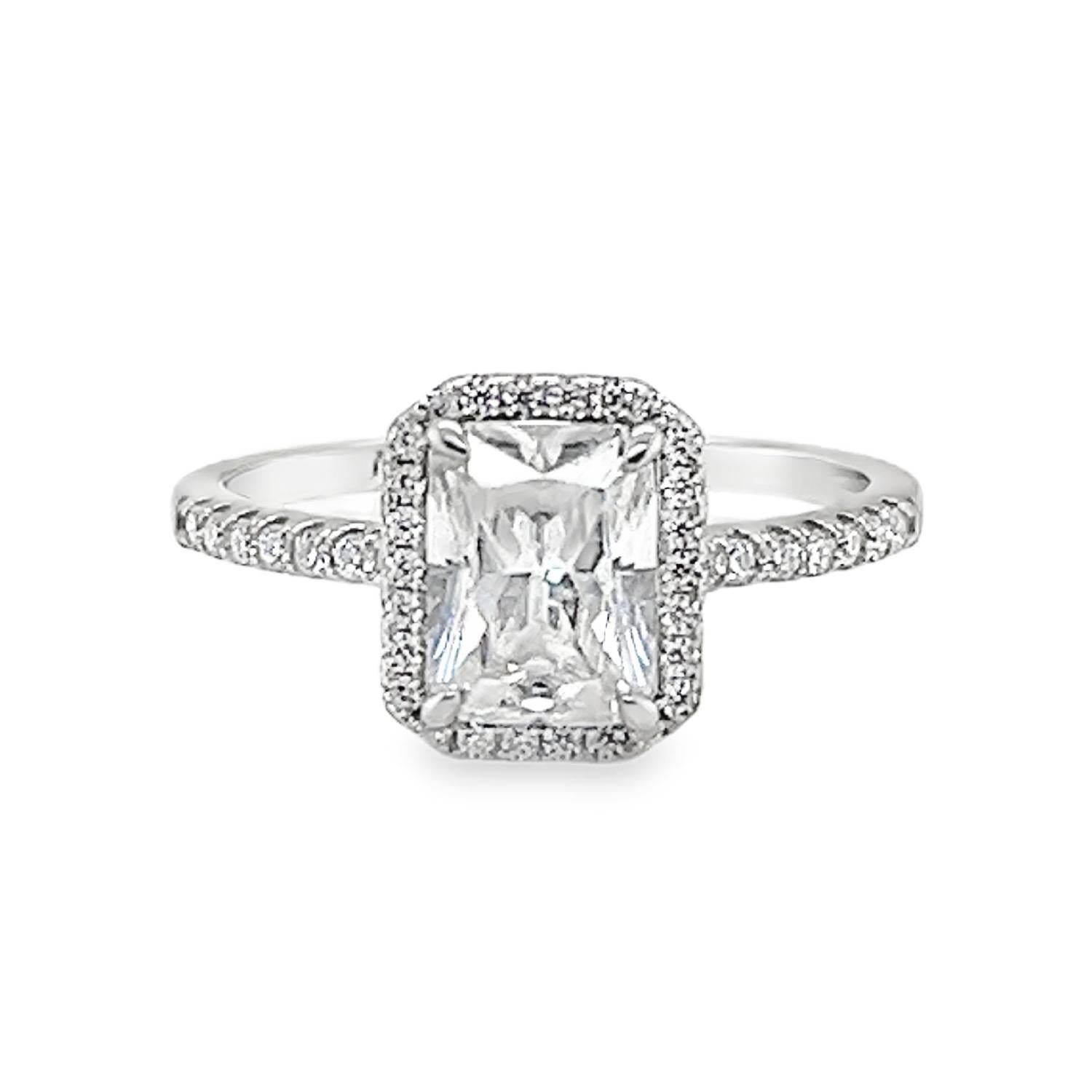 Allyanna Gifts - Women's Emerald Cut Moissanite With Halo Ring - Rack Hunt