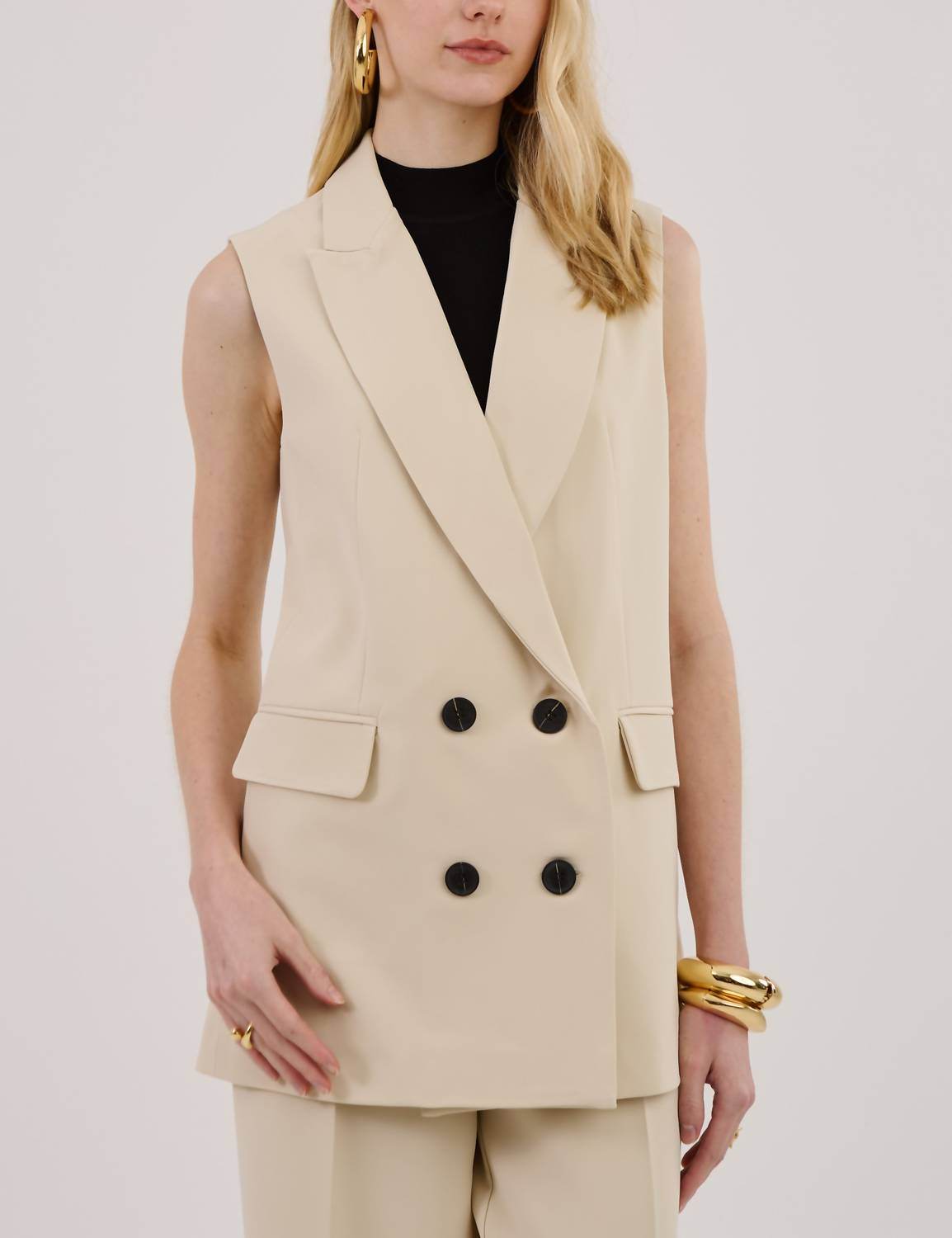 Unique Chic - Eunice Sage Tailored Long Vest - Rack Hunt -