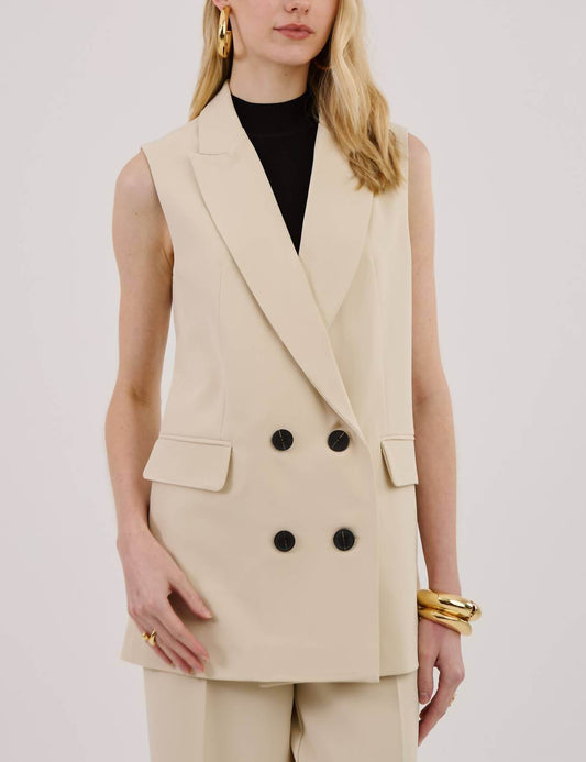 Unique Chic - Eunice Sage Tailored Long Vest - Rack Hunt -