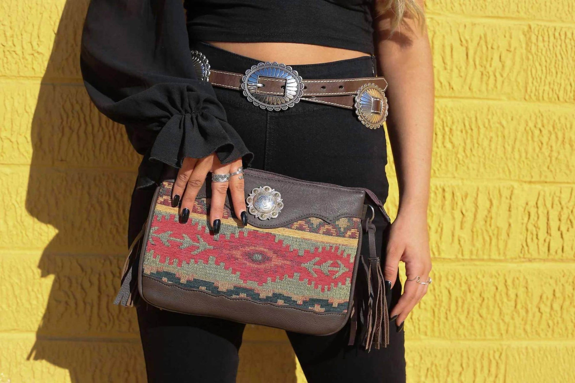 American West - Women's Hand Woven Santa Fe Tapestry Multi-compartment Crossbody - Rack Hunt