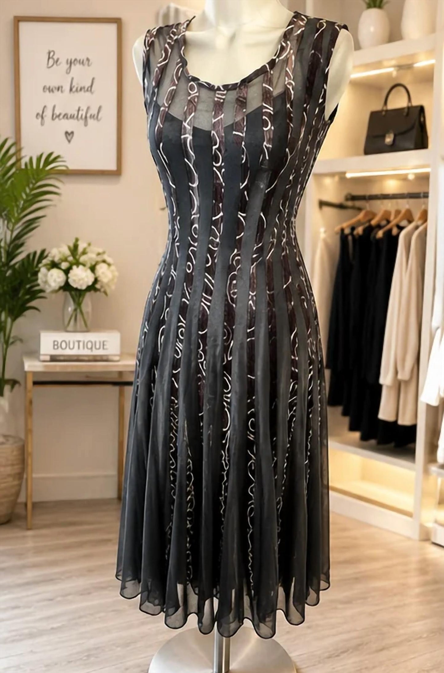 Women's Ribbed Shaw Mesh Dress