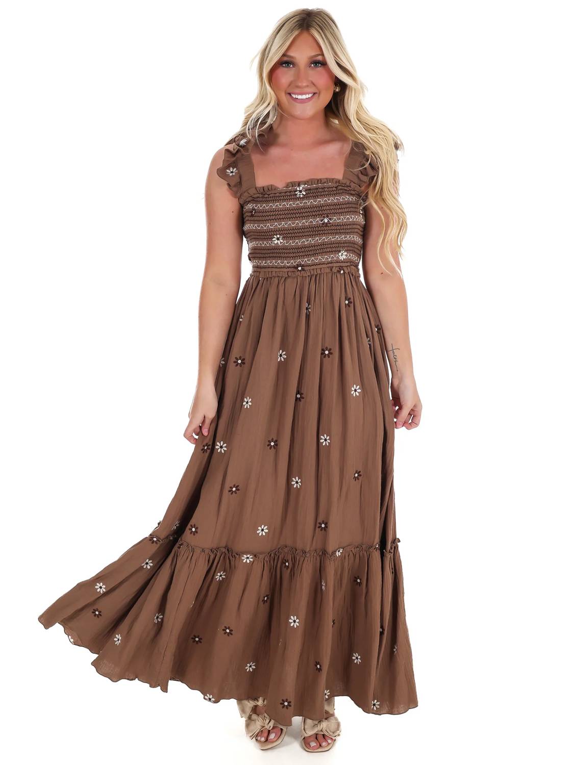 Fields of Flowers Embroidered Maxi Dress