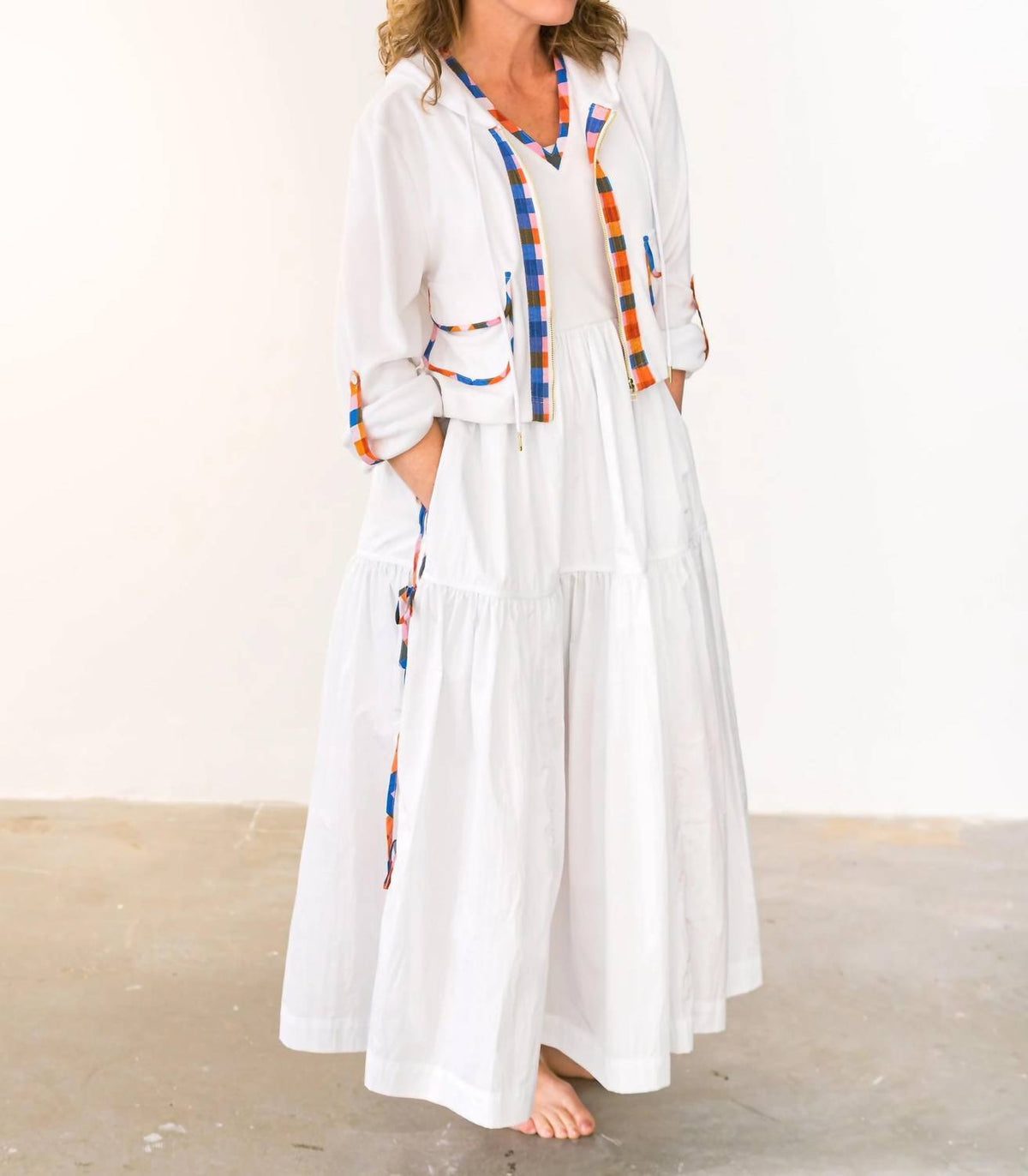 Colonial Madras French Terry Midi Dress
