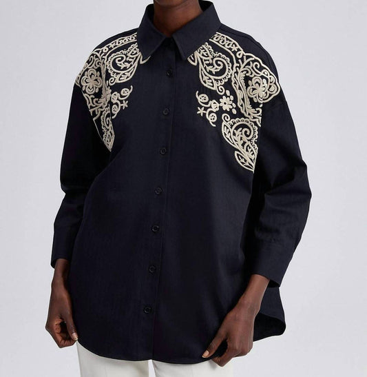 Embroidered Front Oversized Shirt