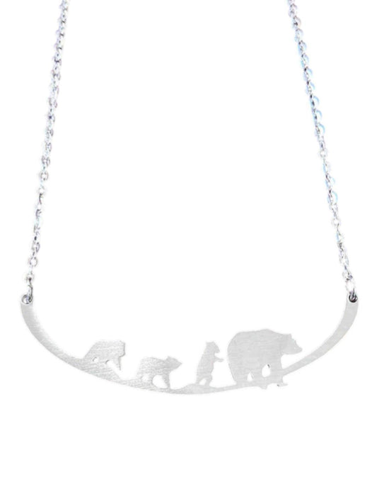 Close 2 Ur Heart - Women's Mother Bear With 3 Cubs Stainless Steel Necklace - Rack Hunt -
