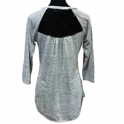 Women's Plaid Floral Lace Back Blouse
