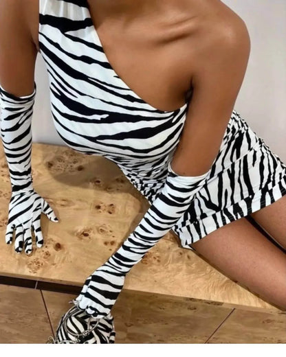 Miscreants London - One-shoulder Dress With Matching Gloves - Rack Hunt