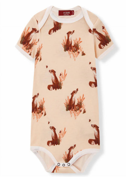Kid's Floral Fox Organic Cotton Short Sleeve One Piece