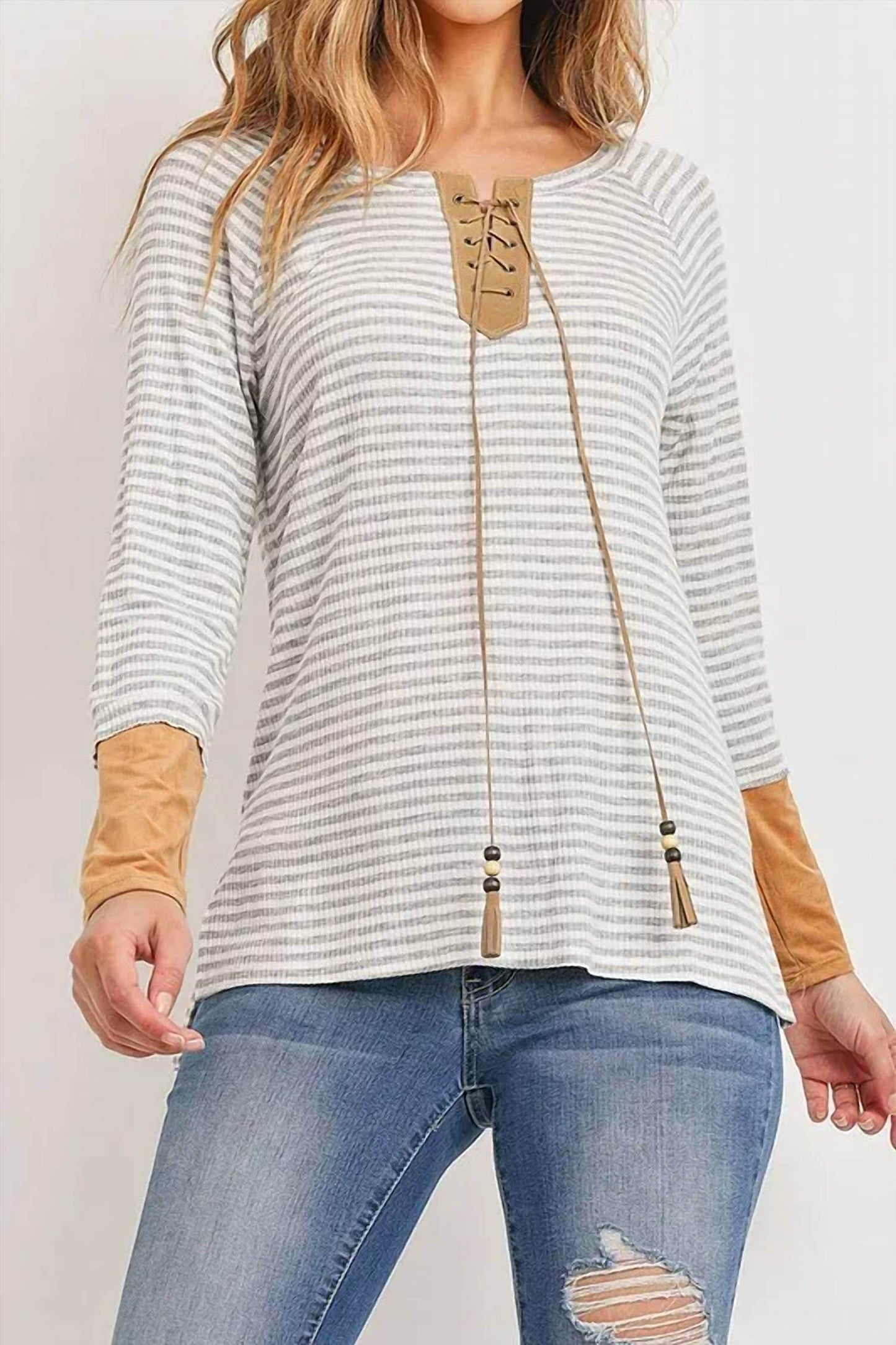 Potter's Pot - LACE UP STRIPE TOP - Rack Hunt -