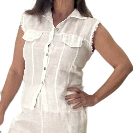 Joyna - Light Linen Waistcoat Top - Rack Hunt -
