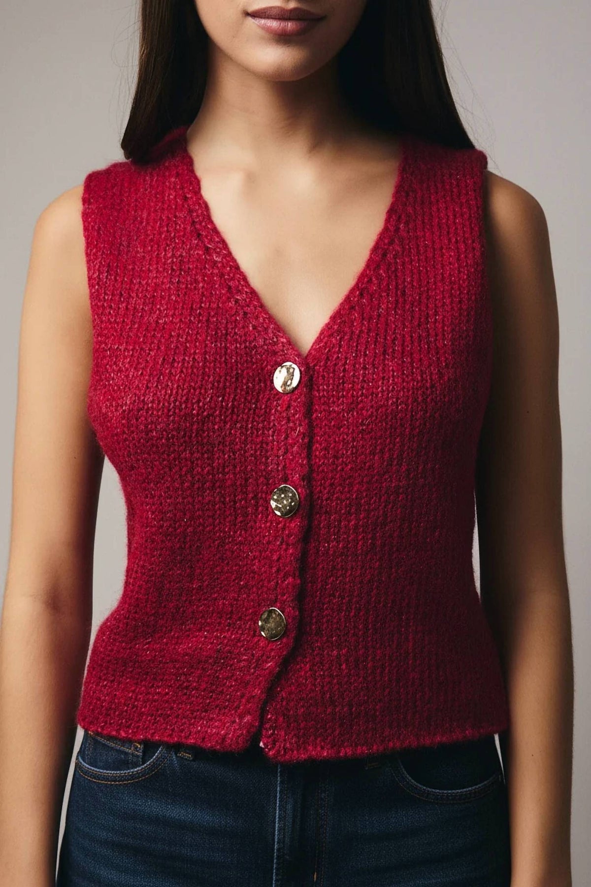 Margo Button Lurex Sweater Vest
