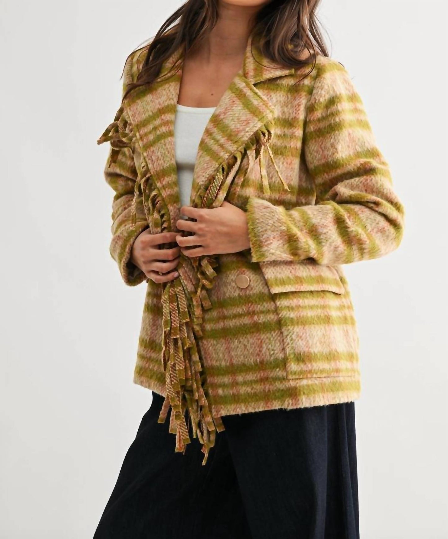 Meg Plaid Fringe Jacket