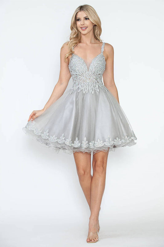 Homecoming Tulle With Sequin Lace Bodice Fit & Flare Cocktail Party Dress
