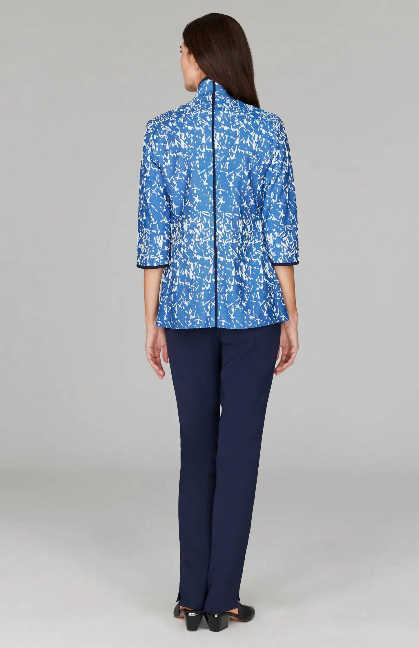 Paintbrush Stretch Jacquard High Neck Jacket