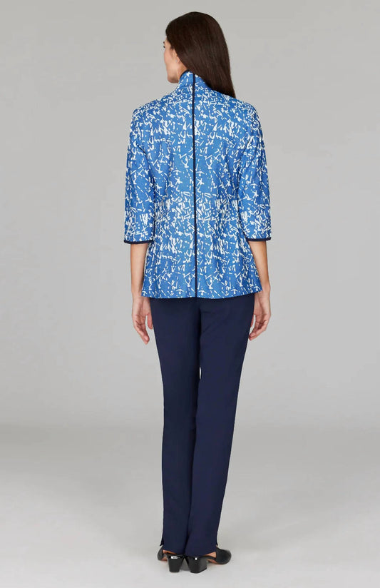 Paintbrush Stretch Jacquard High Neck Jacket