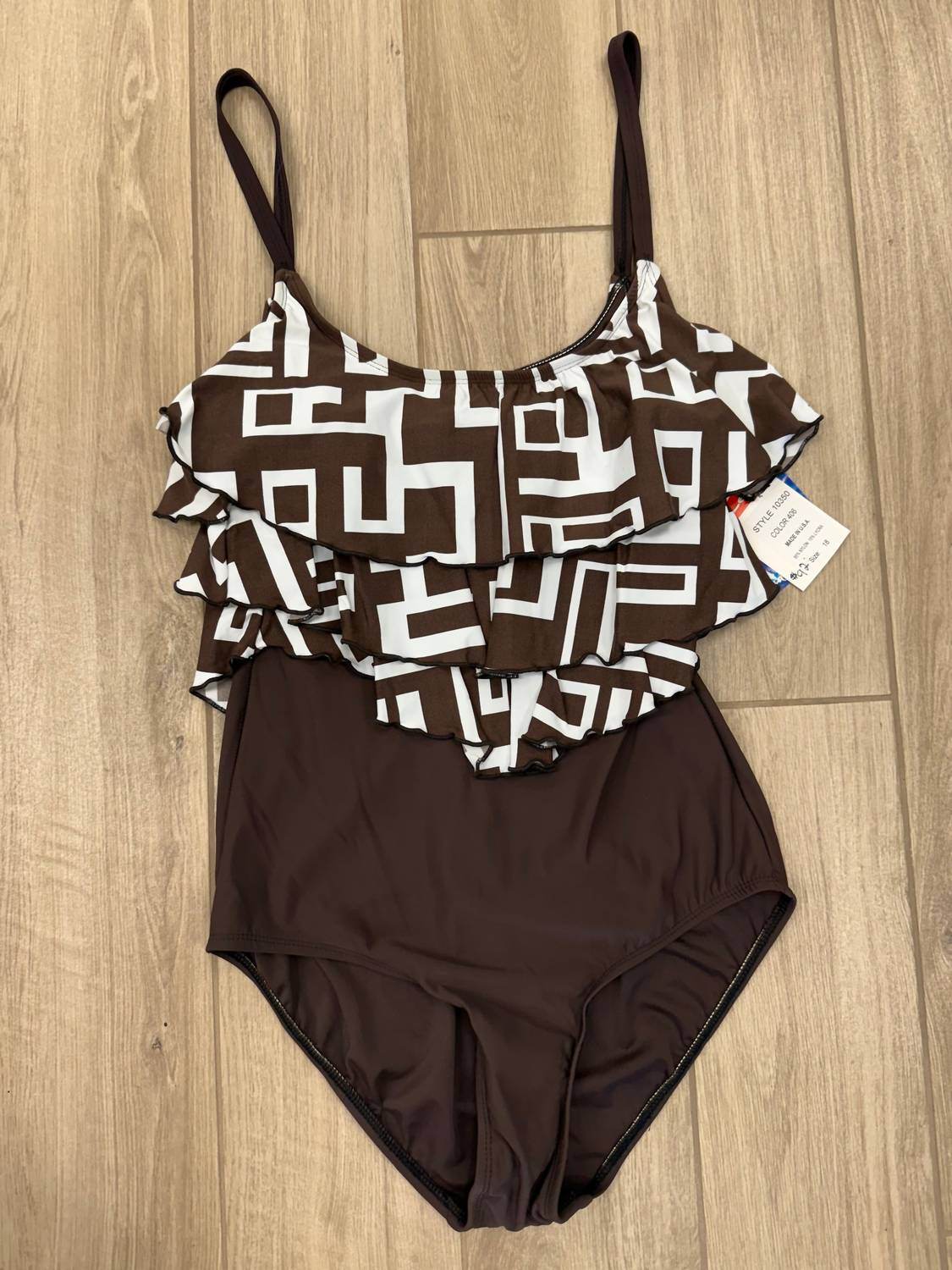 Ceeb USA - Women's Geometric Ruffled One-piece Swimsuit - Rack Hunt -