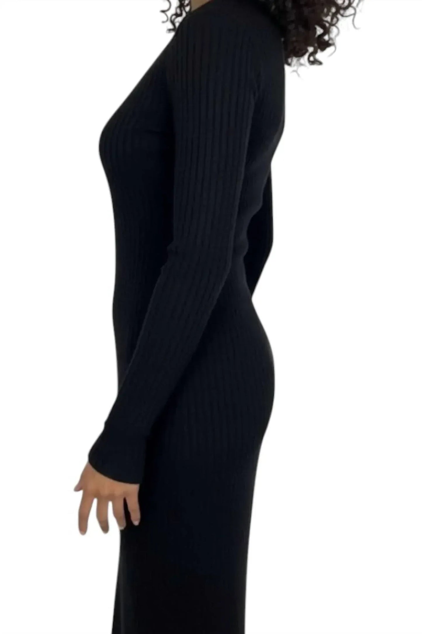 Zara - Women's Long Sleeve V-neck Ribbed Sweater Dress - Rack Hunt