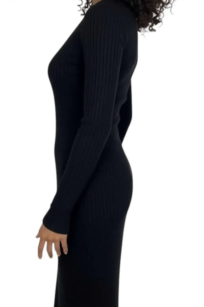 Zara - Women's Long Sleeve V-neck Ribbed Sweater Dress - Rack Hunt