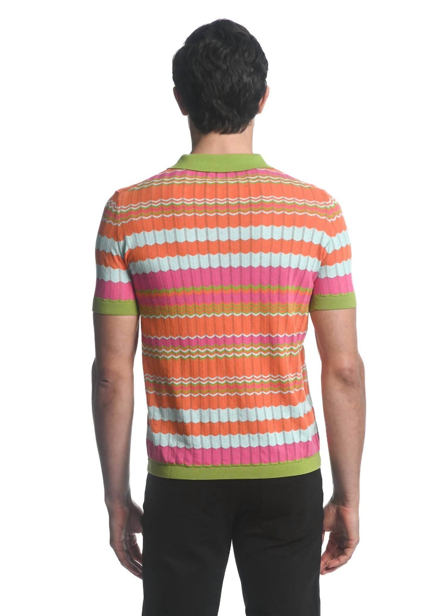 Postmarc - Chevron Stripe 3-button Knit Polo Shirt - Rack Hunt