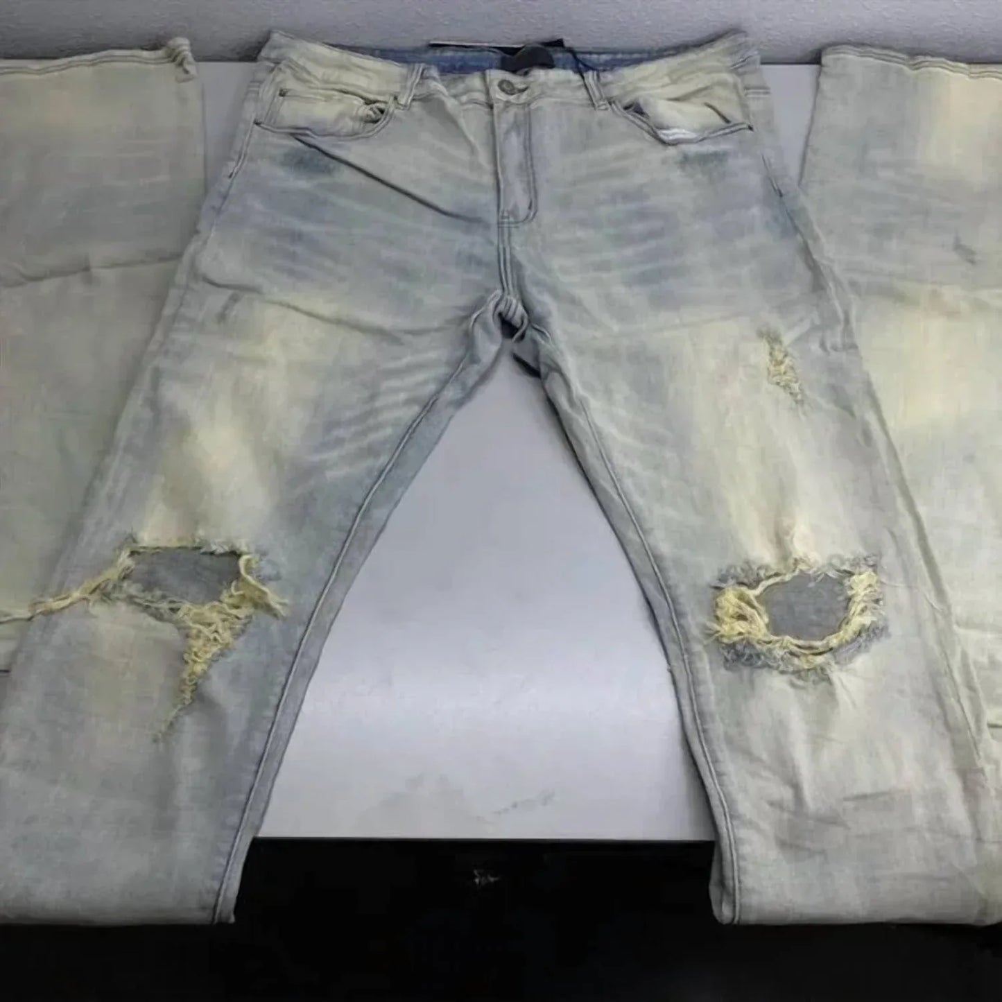 Tulones - Men's Stacked Distressed Flare Jeans - Rack Hunt