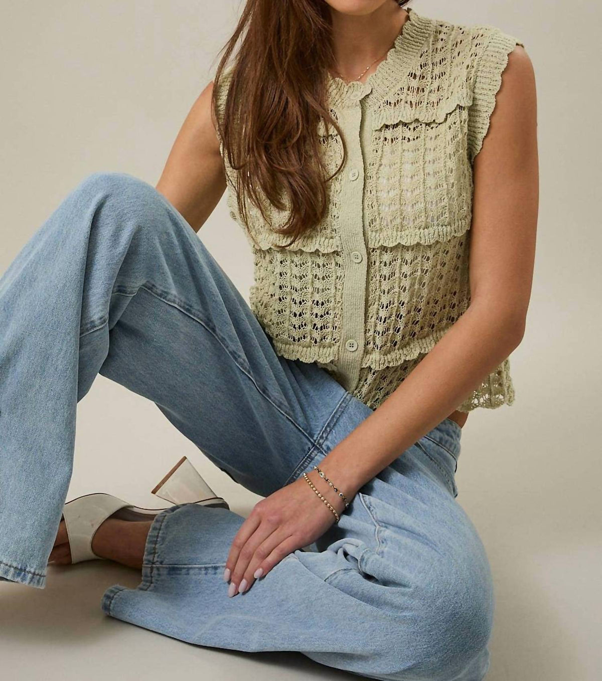 Sleeveless Knit Cardigan