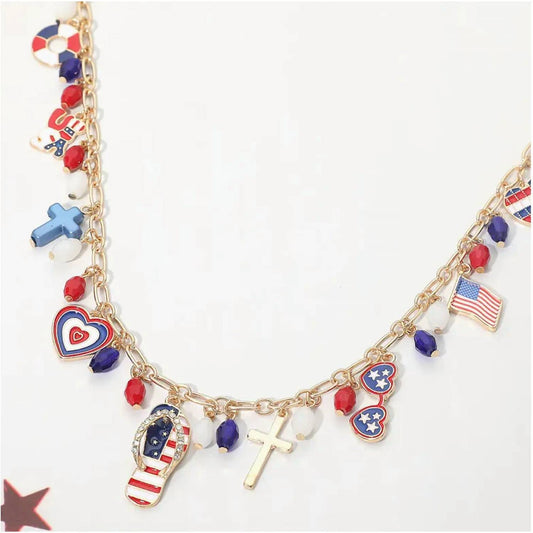 Women's American Flag Charm Necklace