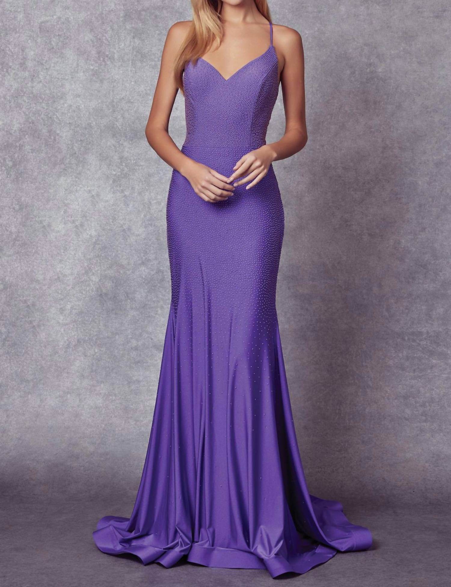 Juliet - Stone Accented Long Mermaid Prom Evening Gown - Plus - Rack Hunt -