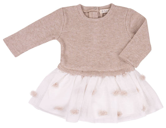 Girls Rib-knitted With Lurex And Plumetis Voile Dress