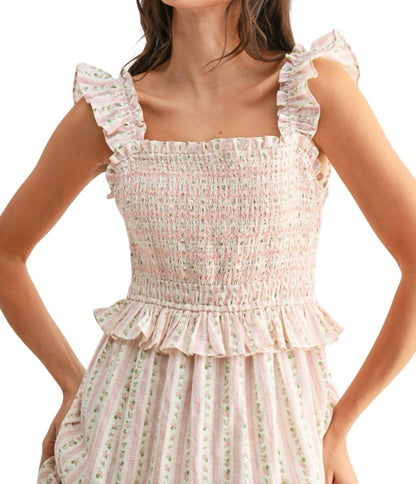 Smocked Bodice Tiered Maxi Dress