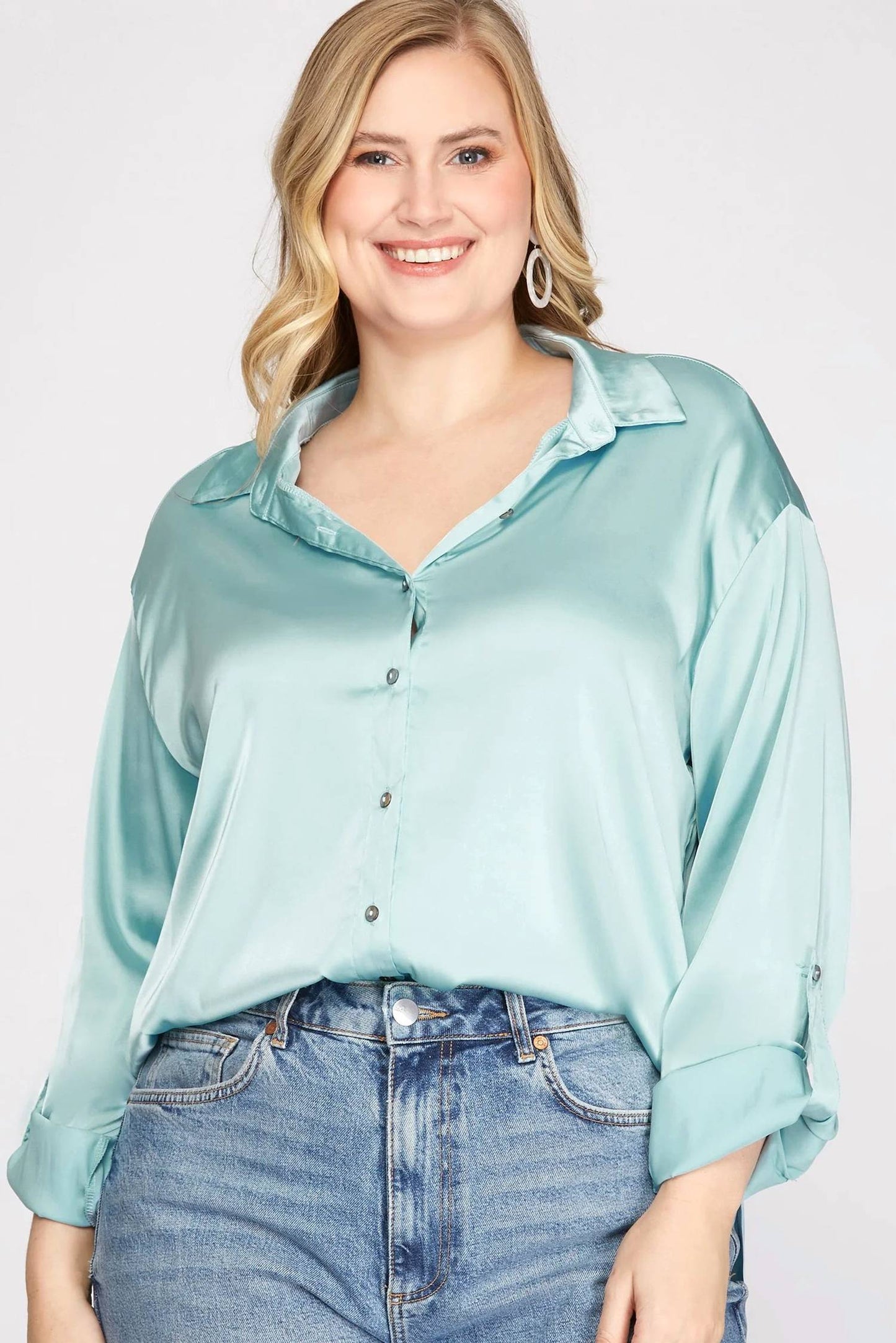 Long Sleeve Woven Satin Shirts