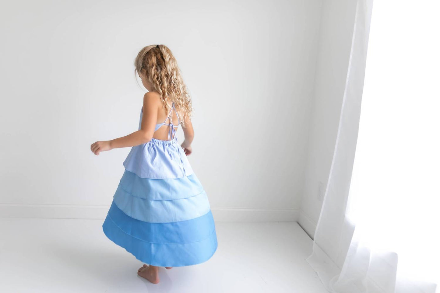 Kids Waterfall Layered Summer Halter Hi Lo Dress