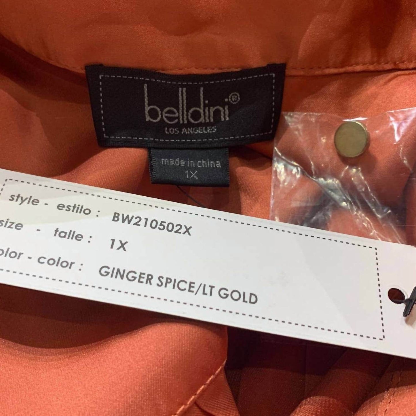 belldini - Ginger Spice Button Down Long Sleeve Back Pleated Blouse - Rack Hunt -