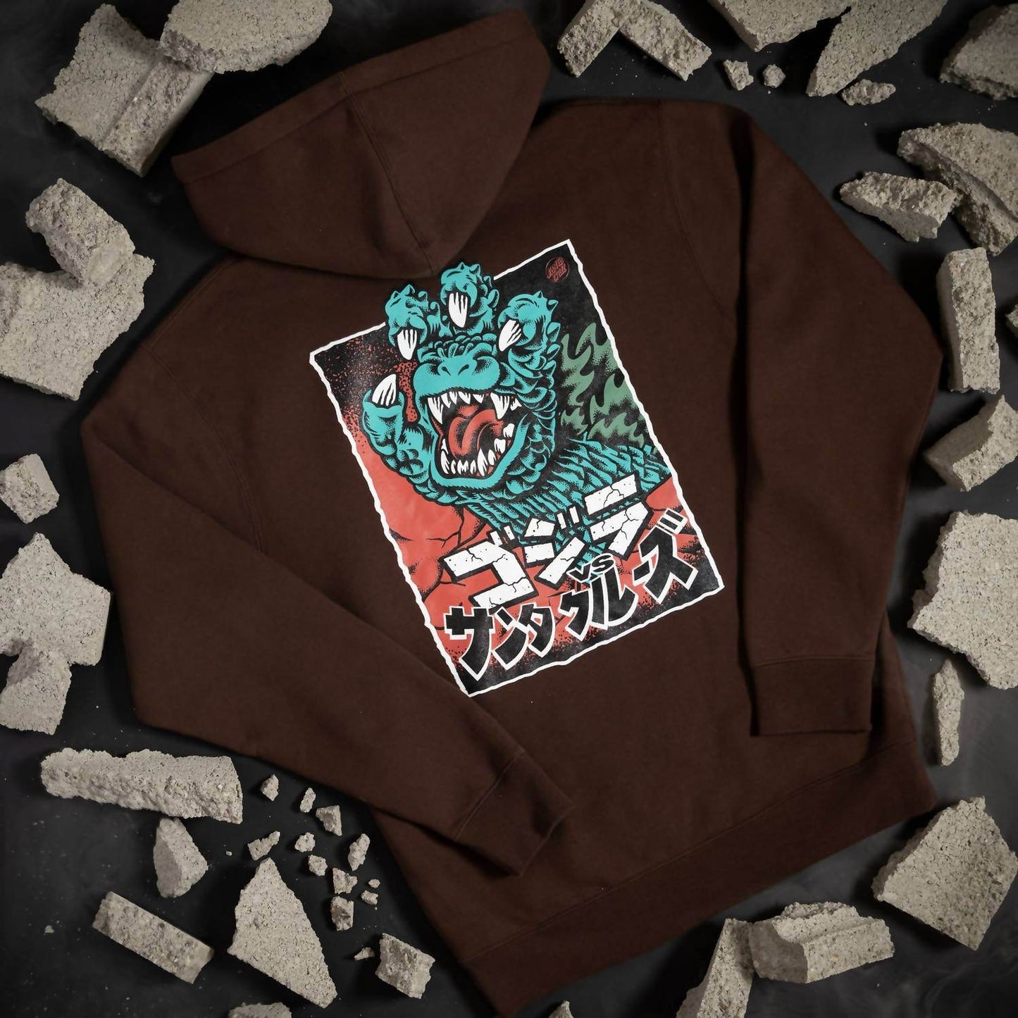 NHS Skate Direct - Men's Santa Cruz X Godzilla Hand Heavyweight Hoodie Sweatshirt - Rack Hunt