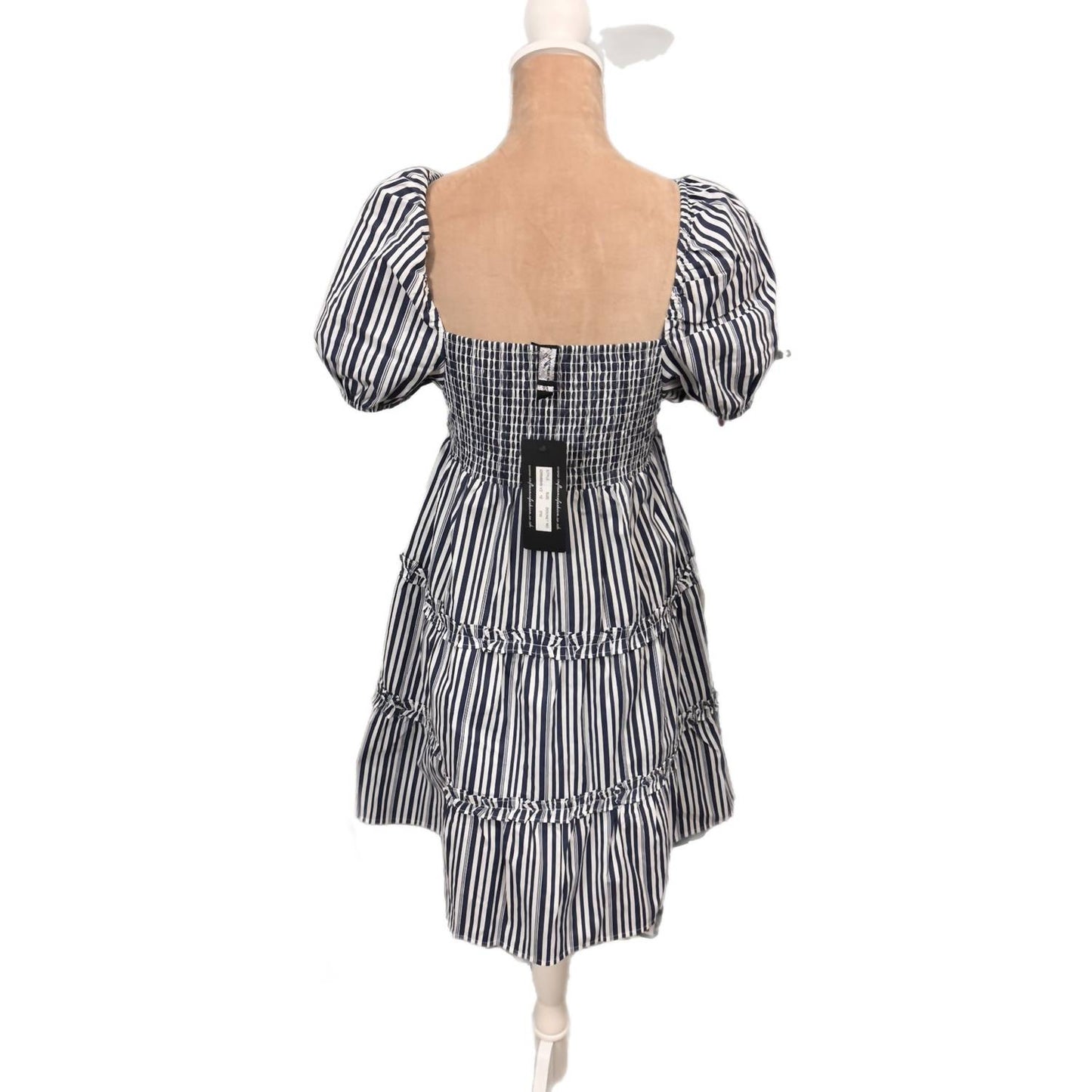 Smocked Puff Sleeve Tiered Mini Dress