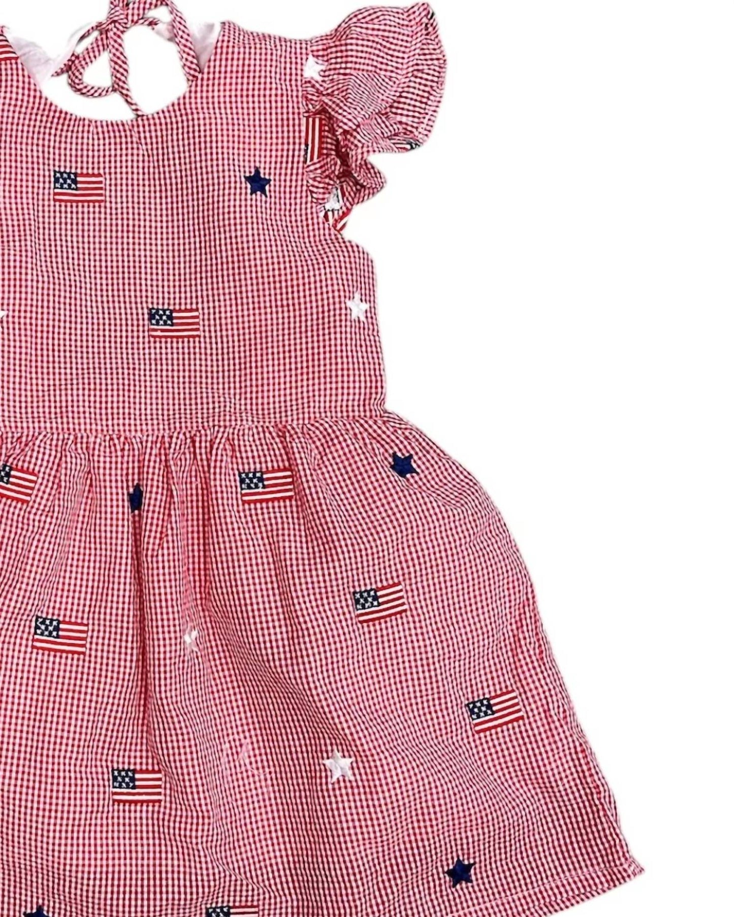 Girls Flags And Stars Embroidered Dress