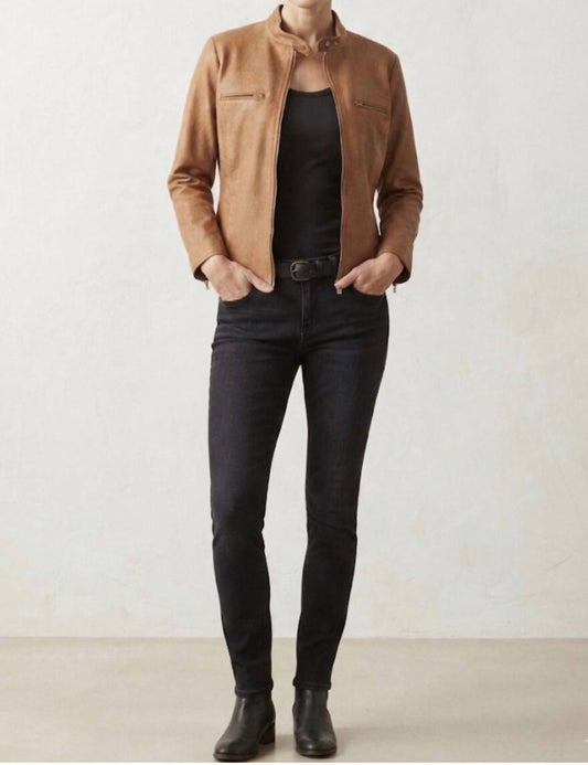 Zip Sleeve Moto Cross Leather Jacket