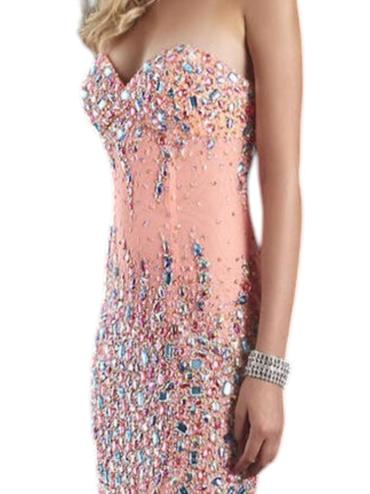 Strapless Embellished Bodice With Sheer Back Prom Dress