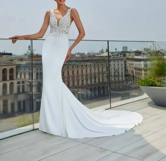 Demetrios - Applique Plunge Gown - Rack Hunt