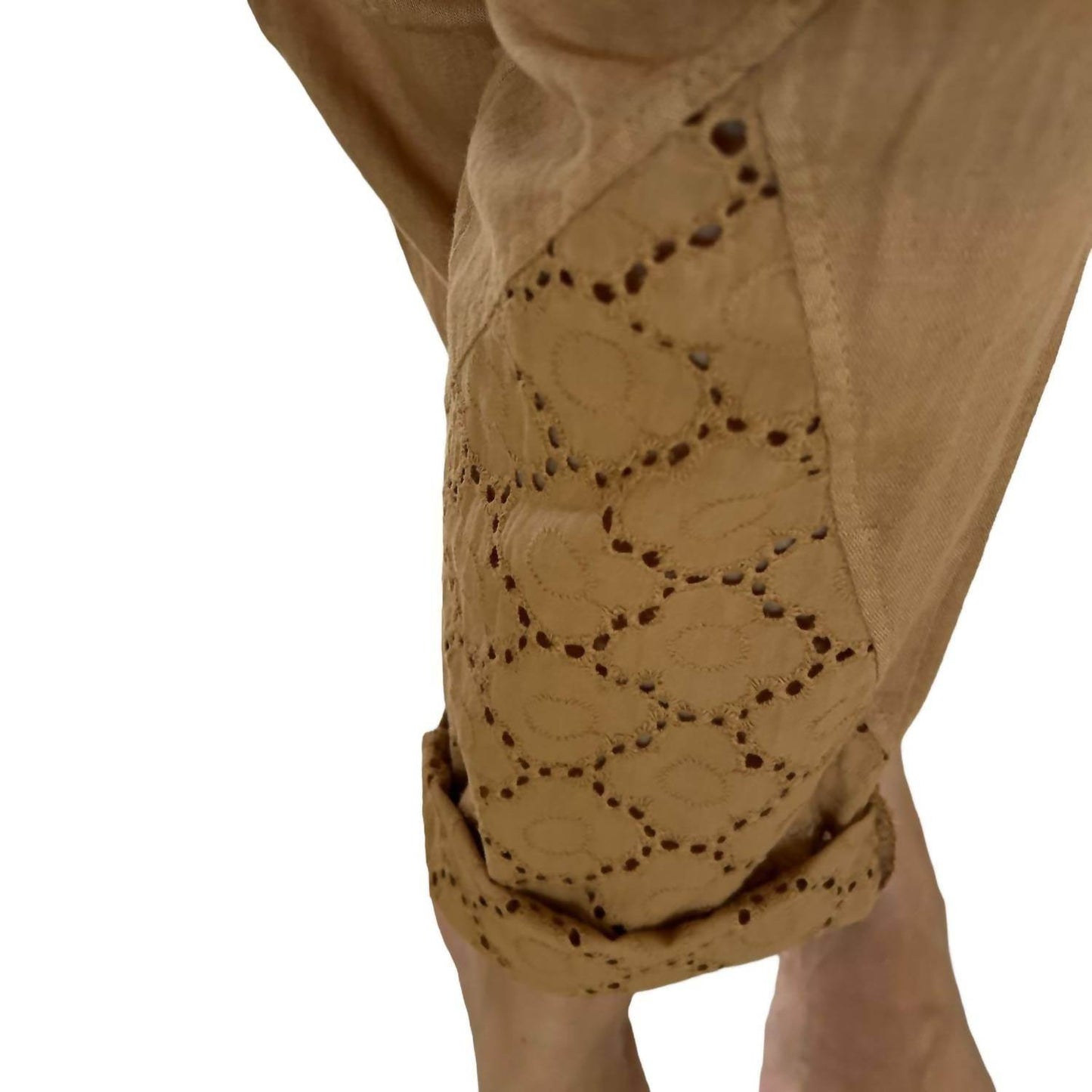 Joyna - Lace Hem Linen Drawstring Pants - Rack Hunt -