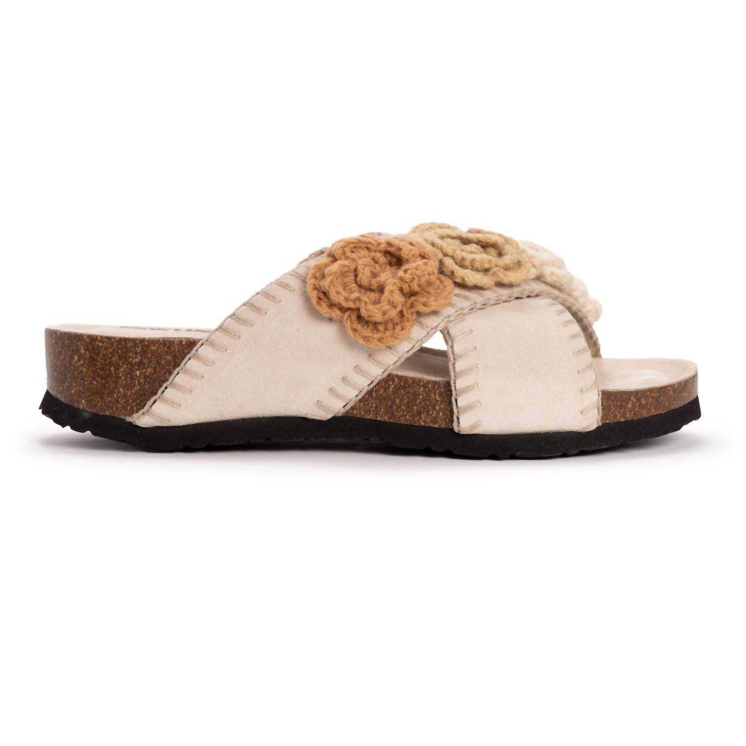 Muk Luks - Women's Penelope Crochet Floral Cross Strap Sandal Slide - Rack Hunt -