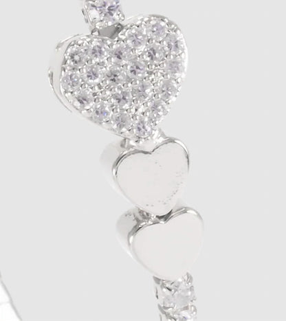 Women's Triple Heart Charm Spiral Bangle Bracelet