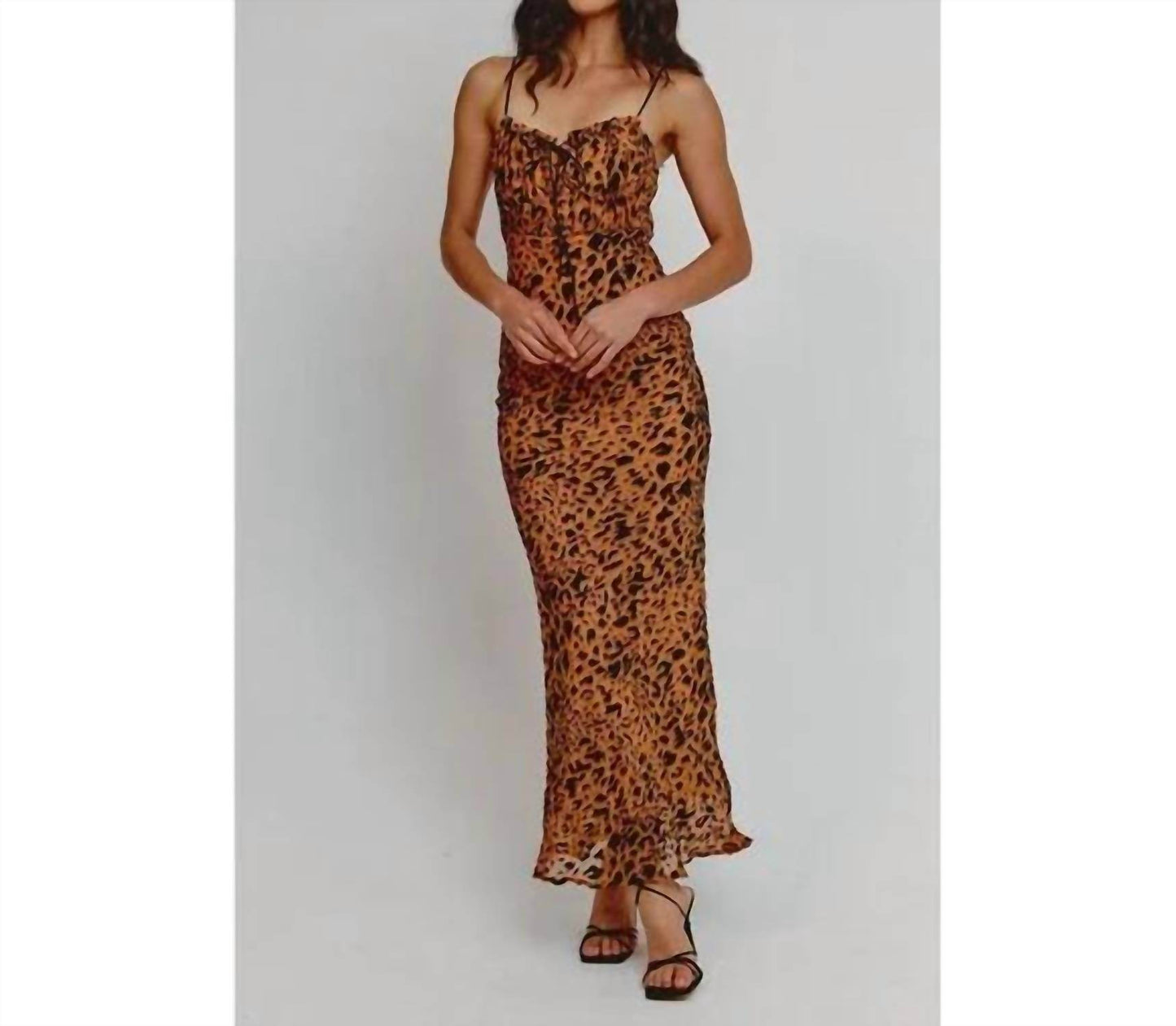 Rare London - Devore Lace Tie Front Chiffon Maxi Dress - Rack Hunt