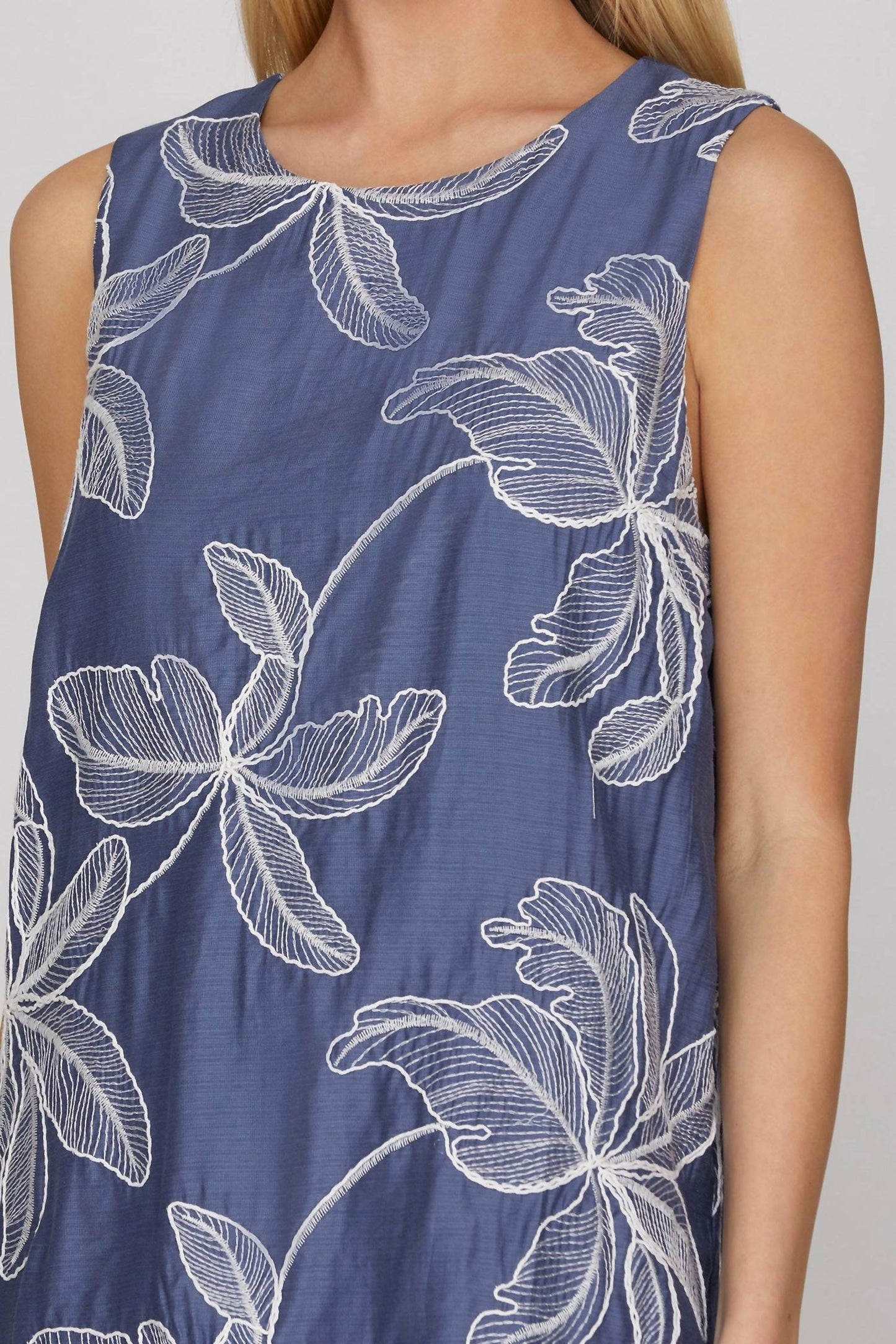 Sleeveless Woven Embroidered Mini Dress