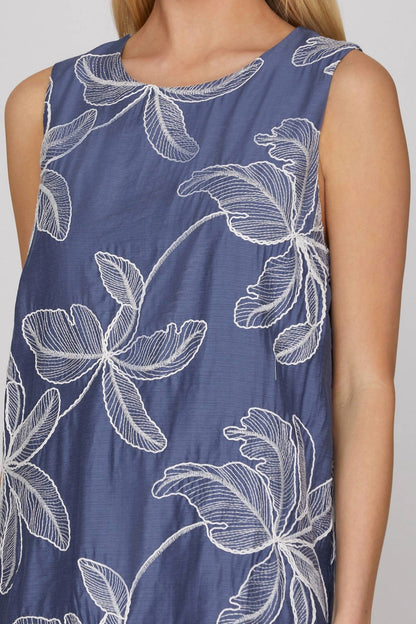 Sleeveless Woven Embroidered Mini Dress
