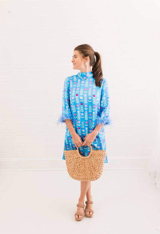 Grace Luxe Feather Caftan Mini Dress