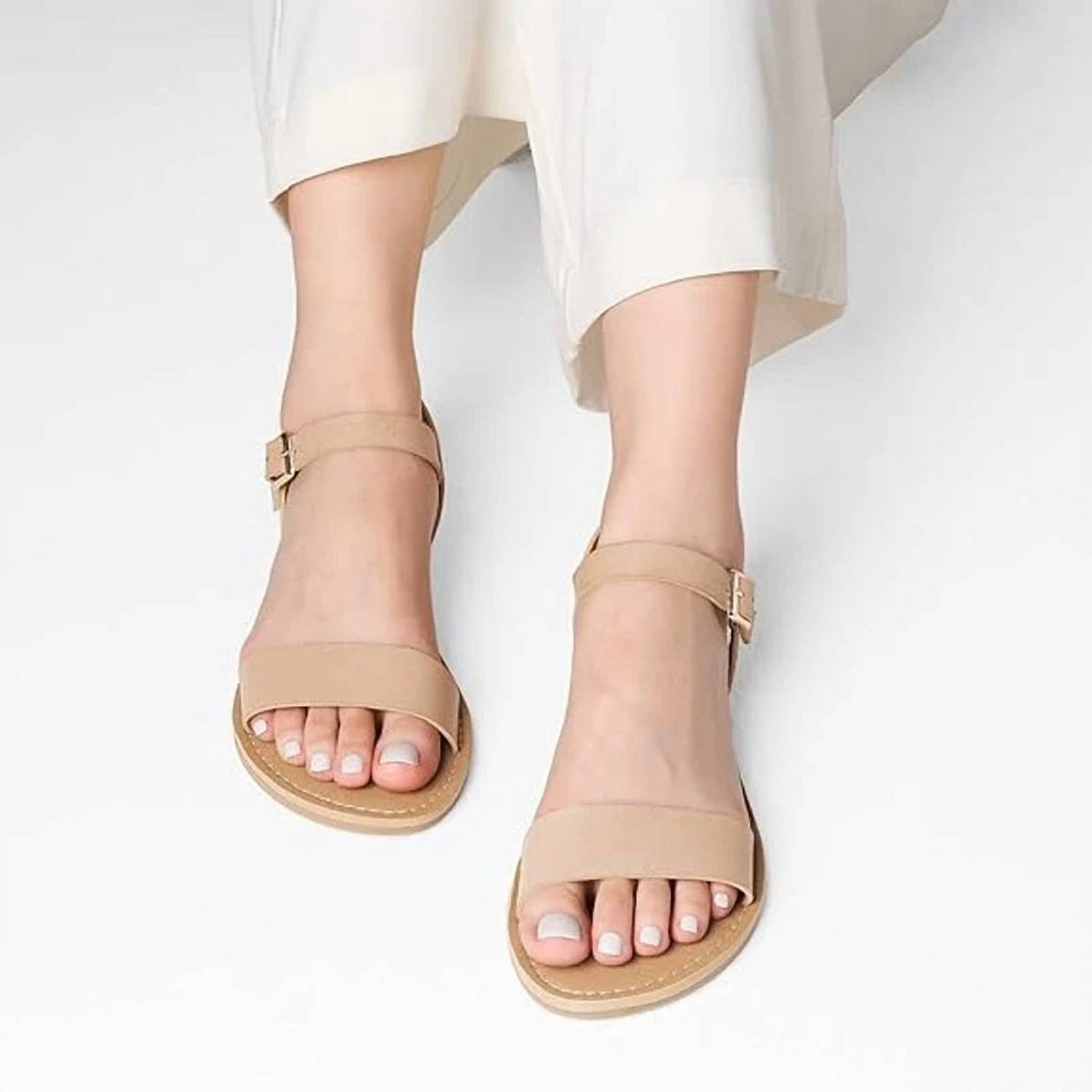 Women's Ankle Strap Open Toe Band Flat Sandals
